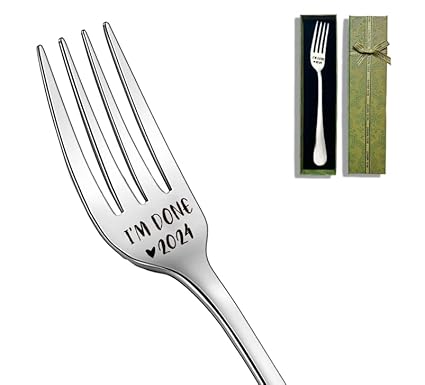 Remifala I'm Done 2024 Funny Stainless Steel Fork, Retirement Fork Gifts for Women Men Friends Coworker Leader, Colleague Boss, Birthday Valentine Christmas Graduation Ceremony Gift