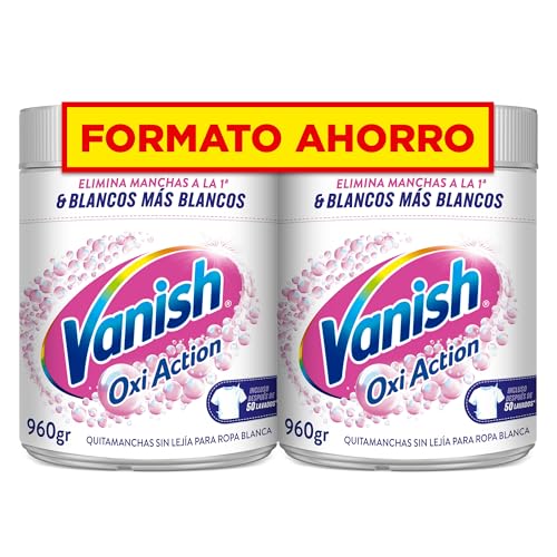 Vanish Oxi Action - Quitamanchas y Blanqueador para Ropa Blanca, en Polvo, Sin Lejía - Pack de 2 x 960 g