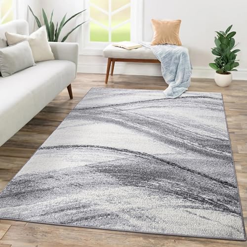 Paco Home Teppich Wohnzimmer Schlafzimmer Kurzflor Abstraktes Muster Geometrisches Design Wellen...
