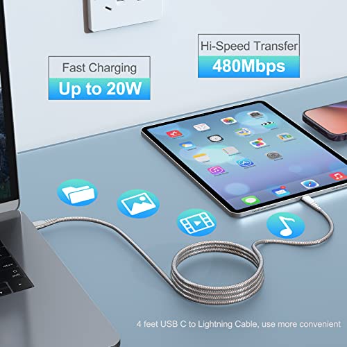 Mtakyi Apple Mfi Certified Iphone Charger Cord Metal Braided Usb-C Iphone Charging Cable 3.4Ft Type-C To Lighting Charging Cord Data & Charging Cord For Iphone 14/14 Puls/14 Pro Max/14 Pro/13/12/11/8 #TOP3