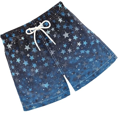 Pigsaly Boys Swim Trunks Blue Sky Stars Gradient Flash Glitter Boys Board Shorts Swimsuit Swimwear Summer Bathing Suit 3T
