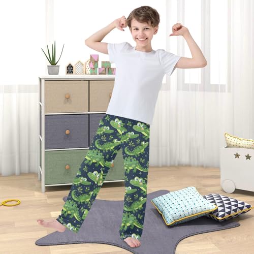 Pajama Pants Crocodile Green Leaves Long Sleep Pants Lounge Bottoms3