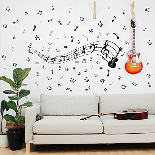 Music Wall Stickers Decals Music Note Wall Decor Removable Notation Band Wall Decals Vinyl Mural Wallpaper Diy Home Decor For Classroom Living Room Bedroom Kids Music Studio Decoration #TOP3