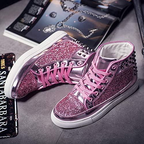 IGxx Glitter Metallic Spikes Shiny Shoes for Men High Top Punk Rivet Sparkly Sneakers - Image 3