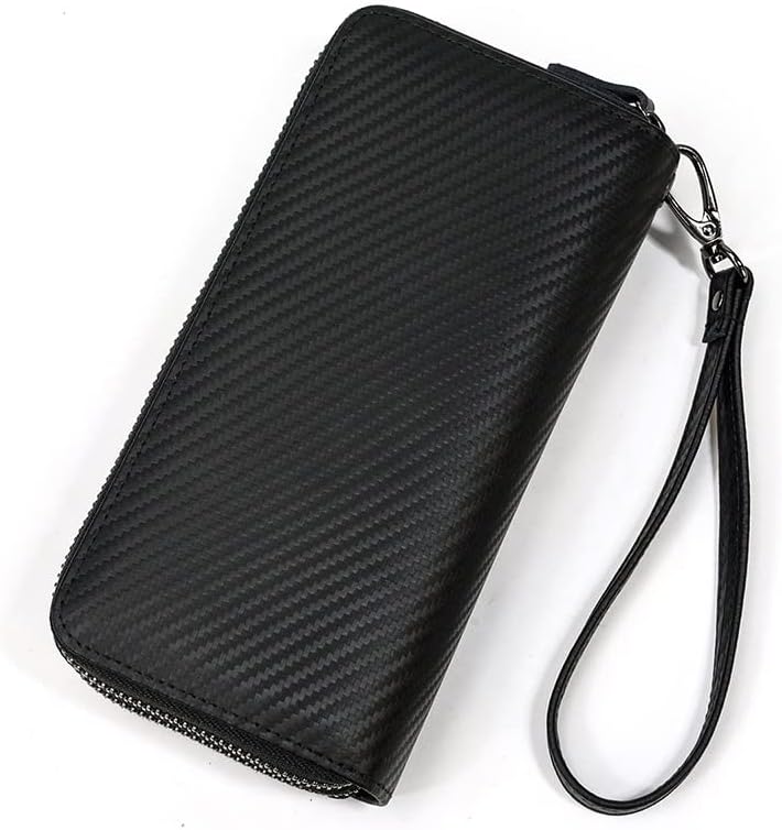 Miniatura 3 de LUYILA Bolso de mano grande de cuero largo para hombre, bolso de mano, monedero de viaje, pasaporte de negocios, funda para teléfono celular,