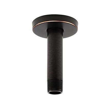 Purelux Ceiling Mount Shower Arm 4 Inches Made of Stainless Steel for Rainfall Showerhead, Oil Rubbed Bronze Finish with Gasket Flange