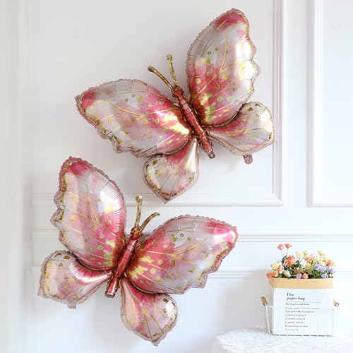 Spring Butterfly Balloon Arch Kit,137Pcs Pastel Pink Green Gold Balloon Garland with 3D Stickers,Big Butterfly Foil Balloon for Girls Fairy Birthday Bridal Baby Shower Tea Party Decoration by DNBOD - Used condition - Image 7