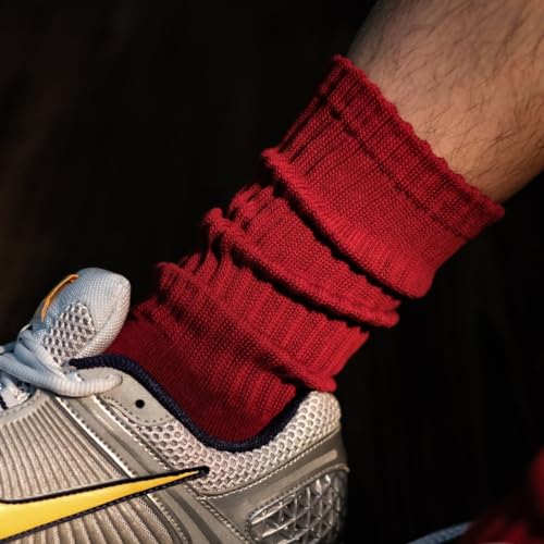 Image of DAUCO 4 Pairs 98% Cotton Socks for Men Women Crew Seamless Fall Slouchy Socks