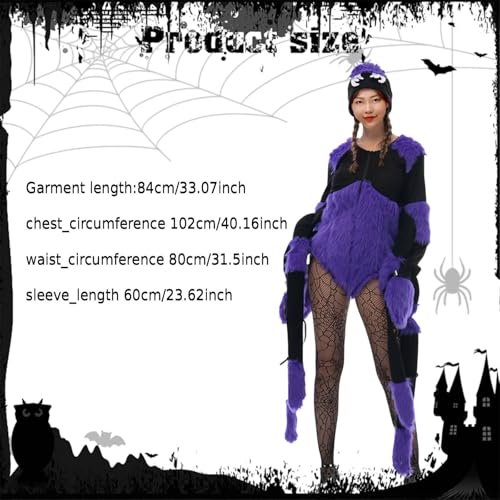 Combinaison pyjama araignée adulte en polyester pour Halloween