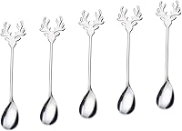 Vista 4 de 20 cucharas de café expreso de acero inoxidable chapadas en oro, cuchara en forma de alce, cucharaditas de postre, cucharas de sopa pequeñas de 5.5