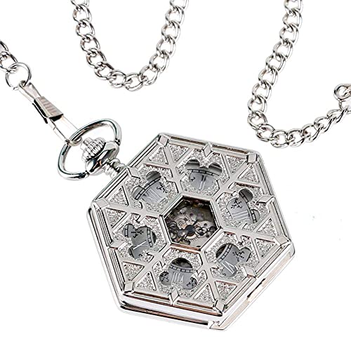 Zakhorloge met ketting voor heren, creatieve horlogehanger, heren handwind automatisch mechanisch zakhorloge skelet wijzerplaat horloges - Afbeelding 5