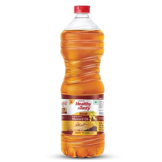 Emami Healthy & Tasty Kachi Ghani Mustard Oil Pet Bottle, 900g/1L