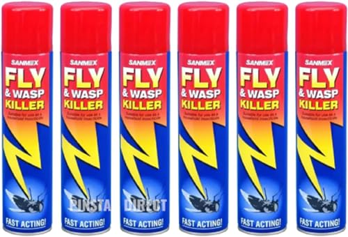 Fly and Wasp Killer Spray Insecticide Fast Acting Household Power Pest Control Aerosol Spray Fast Acting Spray Zapper Spray Fly and Wasp Killer Spray 300ml Pack Of 6