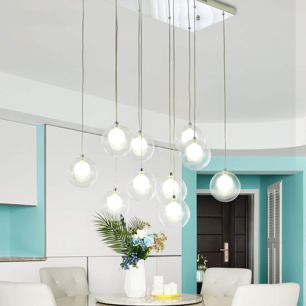 Lustre salon moderne et chic avec boules en verre art - 6