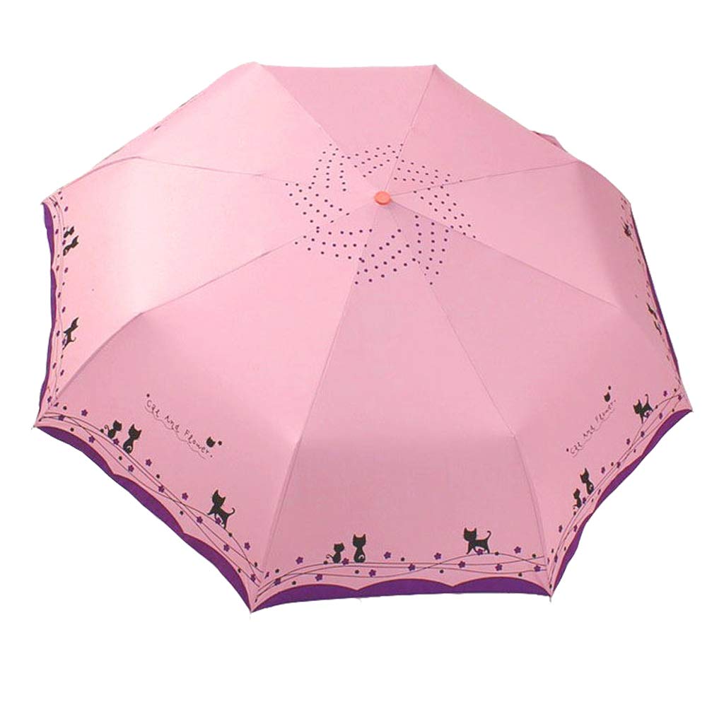 umbresenWindproof Compact Travel Folding Cute Cat Umbrella,Auto Open Close Rain&Sun Lightweight Portable Umbrellas with Cover for Kids Women Men
