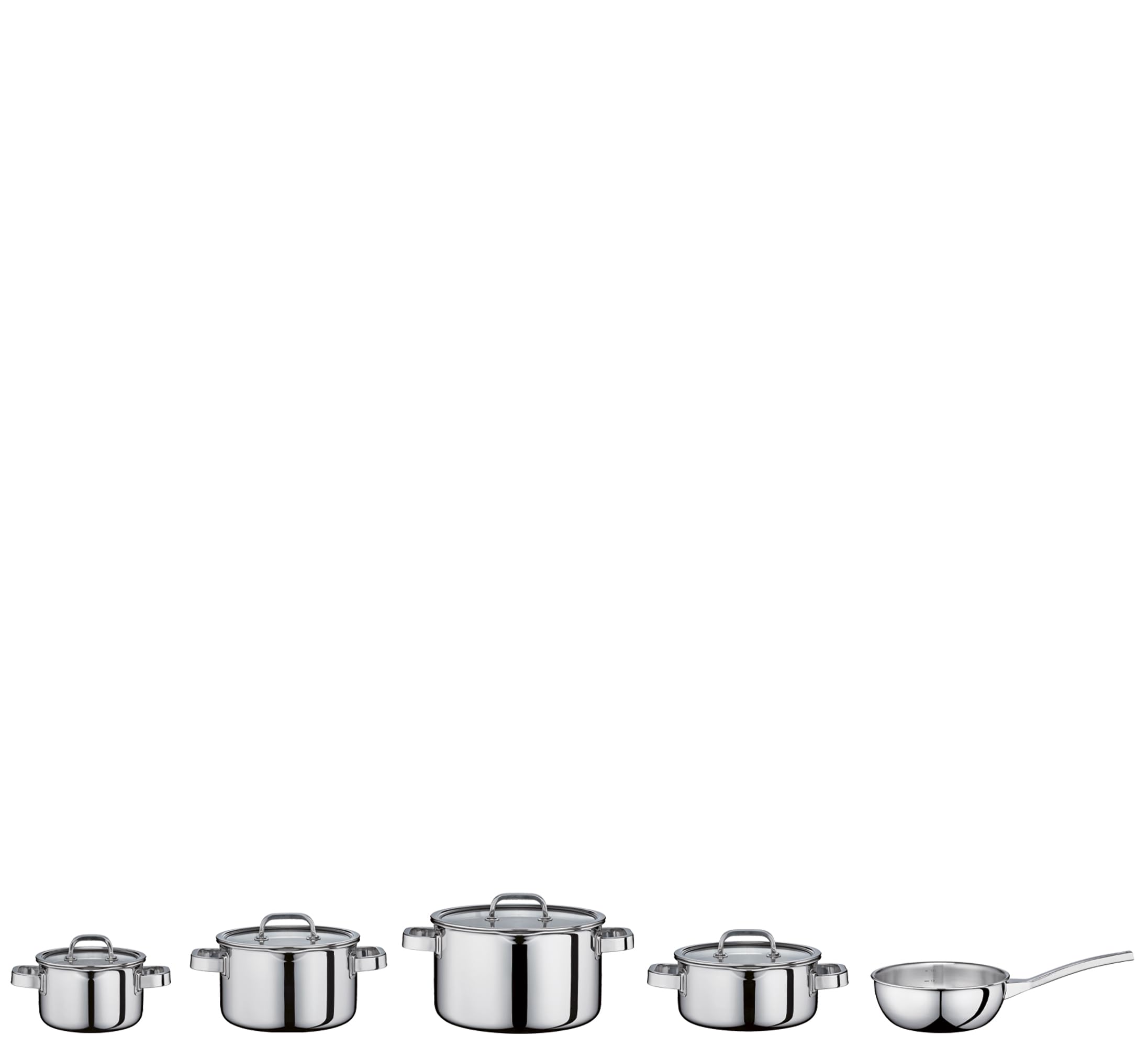 Spring Topf-Set FINESSE2+ 5-tlg, 5-Lagen-Mehrschichtmaterial | Kochtöpfe, Bratentopf, Sauteuse, 5-teiliges Kochgeschirr-Set, induktionsgeeignet, mit Glasdeckel, Innenskalierung