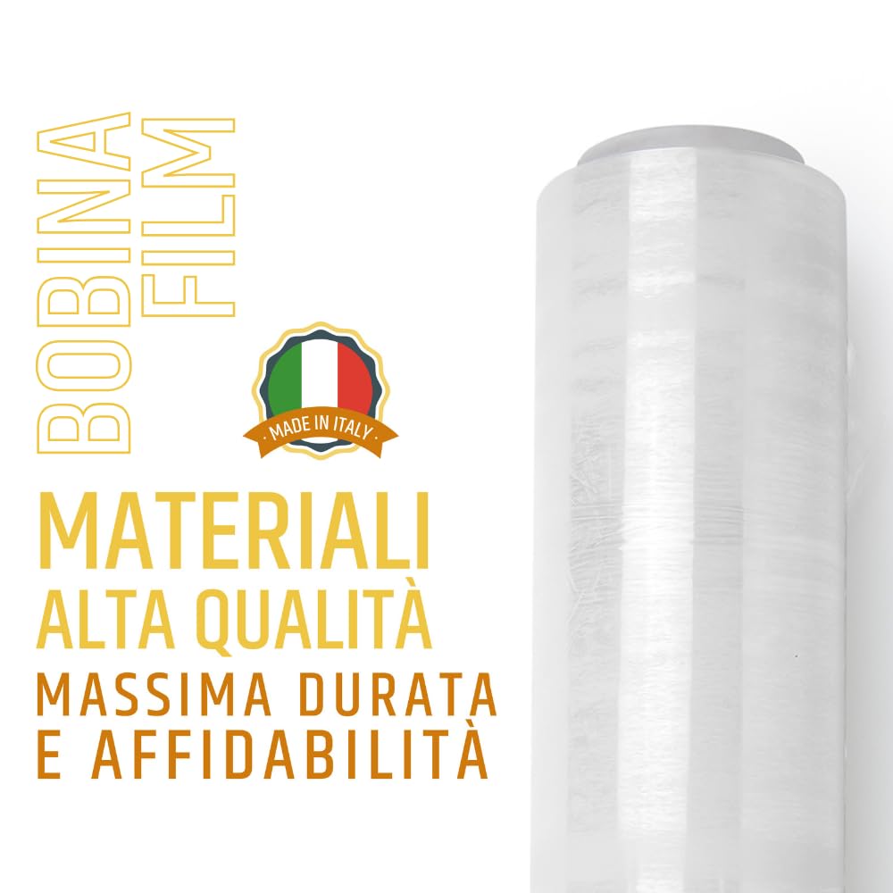 PENNELLIFICIO 2000 | Bobina Film Estensibile, Pellicola Trasparente per Imballaggio, altezza 50 cm e peso 2,4 kg - Made in Italy
