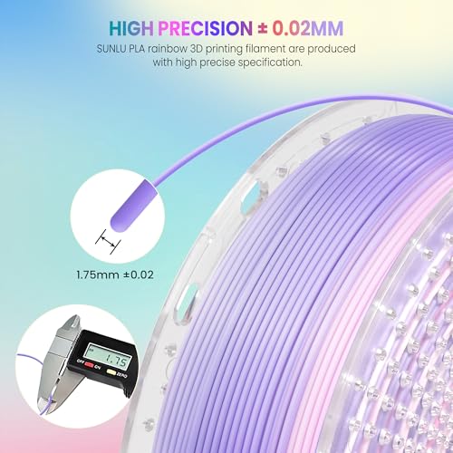 Image of SUNLU 3D Printer Filament, Rainbow PLA Filament 1.75mm, Multicolor Gradient 3D Filament, Neatly Wound 3D Printing Filament, Dimensional Accuracy + /-0.02mm, 1KG Spool. (Rainbow PLA 01)