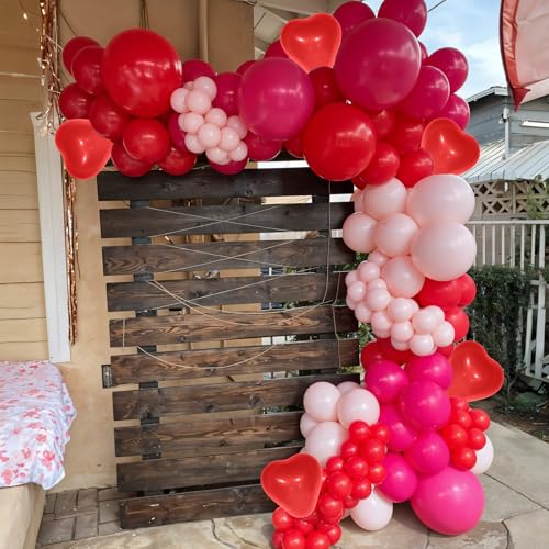 Froova Pink and Red Balloons Arch Kit Mothers Day Balloon Garland Red Pink Heart Shaped Latex Party Balloon for Women Happy Mothers Day Best Mon Anniversary Sweet Valentine Day Romantic Decorations by Froova - Used condition - Image 6