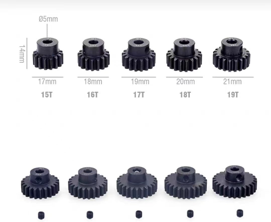 Ritzel, Ritzelmotorgetriebe, Motorritzelzahnräder Zahnrad 2 Stück 1 Modul Ritzelmotorgetriebe 1M 11~30T Stirnradgetriebe 5mm Bohrung Metallgetriebe 1/8 Elektroautomotor Stirnradkegel(1m5mm 15T)