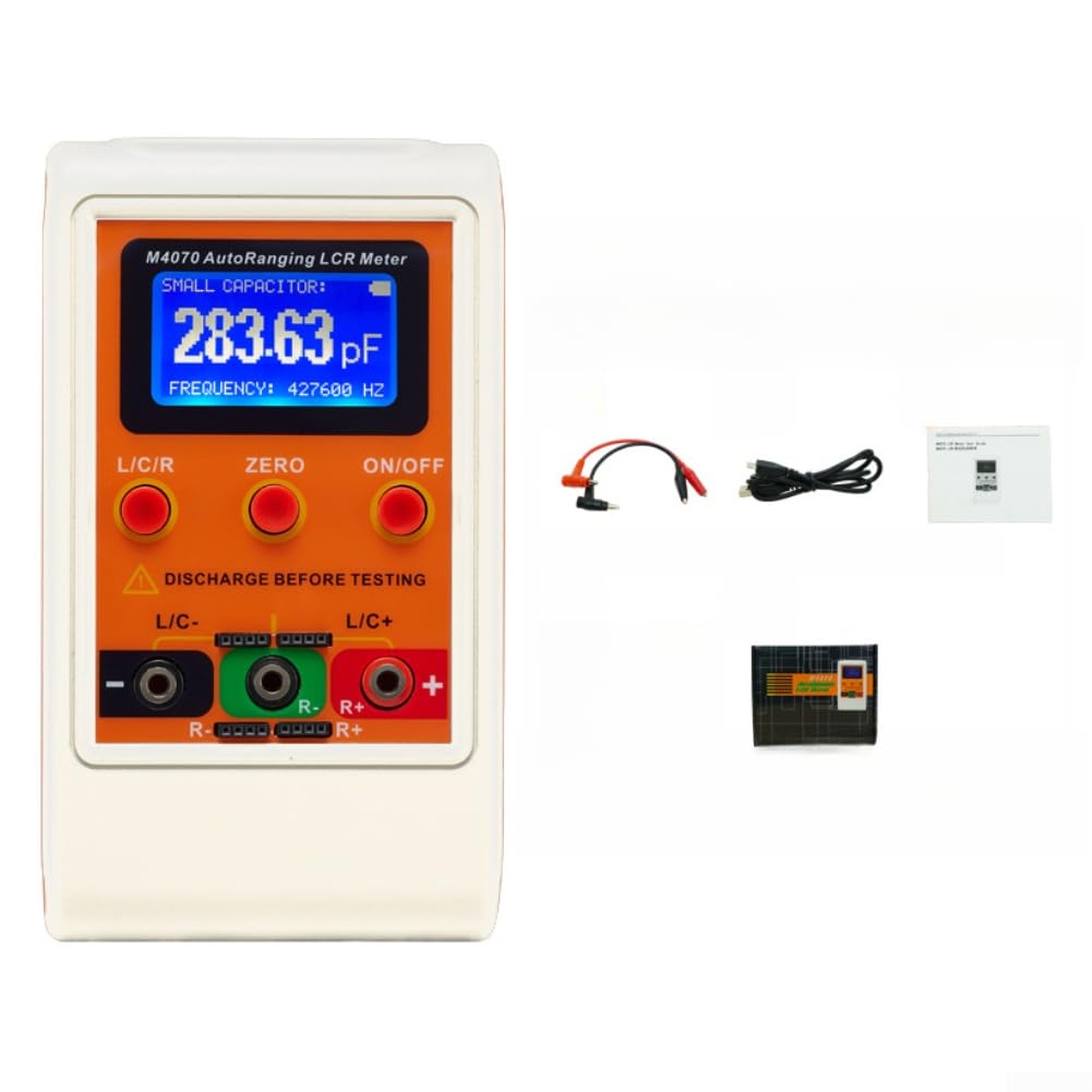 M4070 Testeur d'inductance de capacité LCR numérique, plage automatique de données USB, pour contrôle de qualité de la carte de circuit imprimé SMD (instrument + clip)