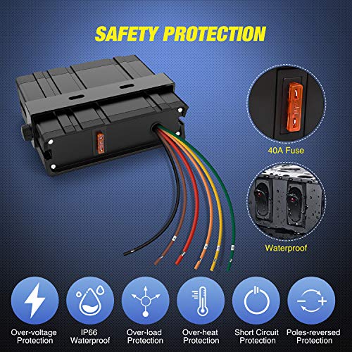 Nilight 4 Gang Rocker Switch Box SPST Toggle Panel 12V 24V 20A 40Amp Max for Automotive Cars Vehicles Boats RVs Campers SUVs by Nilight - Image 5