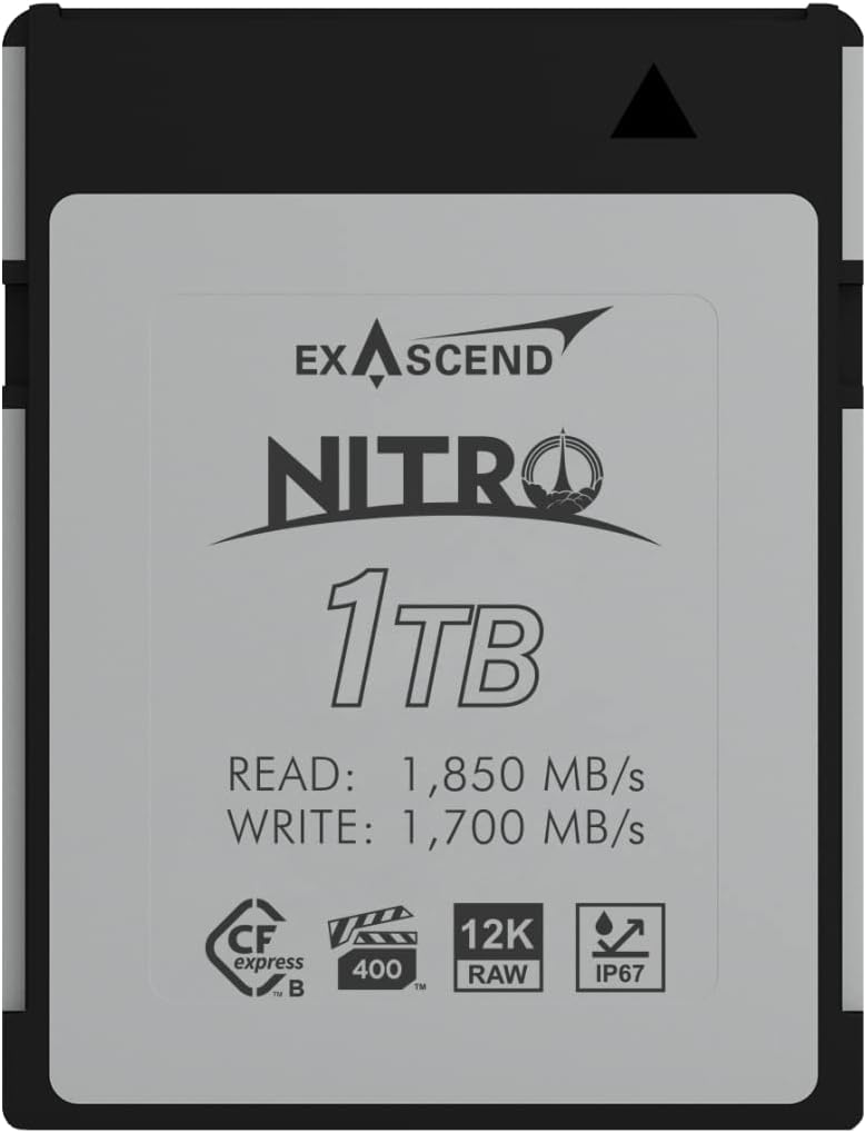 1TB Nitro CFexpress Type B Card, VPG400-Certified, IP67-Certified, Sustained Write 1,700MB/s, Compatible with Canon, Nikon, Panasonic and Other Cameras.