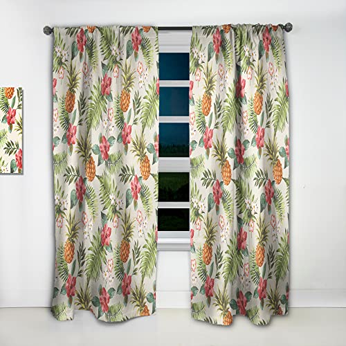 Designq Curtains 'Vintage Pineapple With Tropical Flowers' Curtains For Bedroom, Curtains For Living Room, Curtains & Drapes - Thermal Insulated - Single Panel-52X108 #TOP4