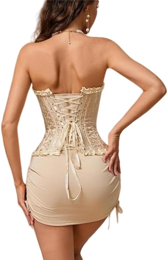 Corset Tops for Women,Lace Bustier Corset Lingerie top,Renaissance Overbust Corset Push Up Bodysuit - Image 8