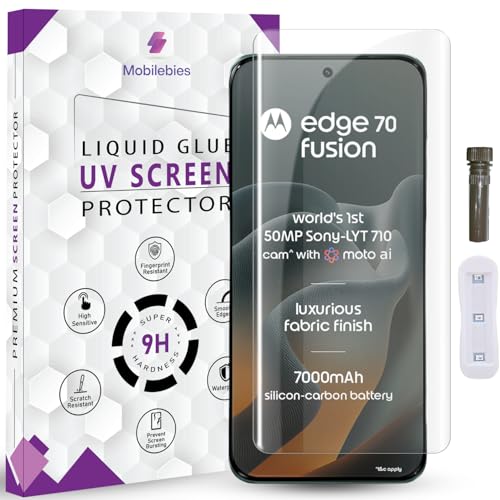 Image of Advanced HD+ UV Tempered Glass Screen Protector For Motorola Edge 70 Fusion 5G (6.78 Inch, Pack of 1) Full Adhesive UV Curved Screen Guard, Case Friendly with installation kit & Guide