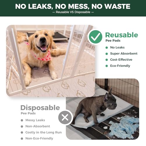 FXW Washable Pee Pads for Dogs, Puppy Pads with Super Absorbent, Specifically Designed Rollick/Homeplus 24inch 8 Panels Dog Playpen, 63" Square, Khaki, 1 Pack - Image 5