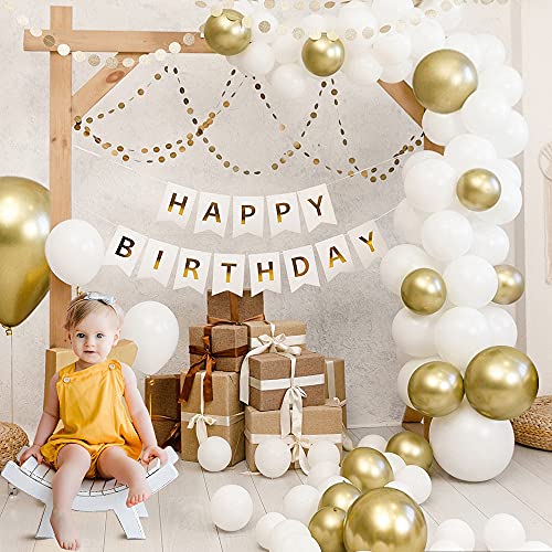 Kit Arco Ghirlanda Palloncini Bianchi e Oro