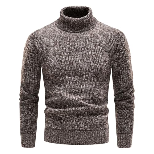 Slim Fit Man Clothes Luxury Black Brown Jumpers Elastic Fleece Sweater Men Thicker High Collar Warm Pullover