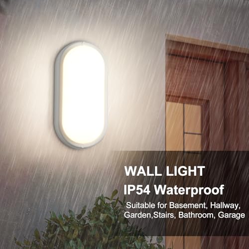 VivaLet Kellerlampe LED Deckenleuchte 12W 1200LM Wandleuchte, Wandlampe Neutralweiß 4000K, IP54 LED Feuchtraumleuchte Weiß Oval, Kellerleuchte für Keller, Flur, Treppen, Garagen, Küchen