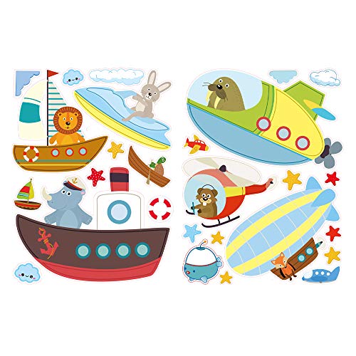 Boats, Planes, Animals & More! Window Decals for Kids, Double-Sided Removable Wall