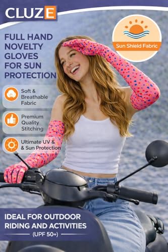 Image of Women's Driving Gloves, Printed Cotton Full Hand Summer Gloves for Protection from Sun Burn /Heat /Pollution (Pack of 1 Pair)