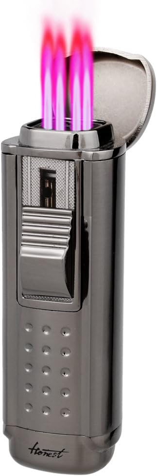 LAZU Jet Lighter, Lighter ZB-579 Windproof Turbo 4 Jet Flame Torch Lighter, Pipe Lighter, Cigar Lighter, Gas Lighter with a Deluxe Gift Box