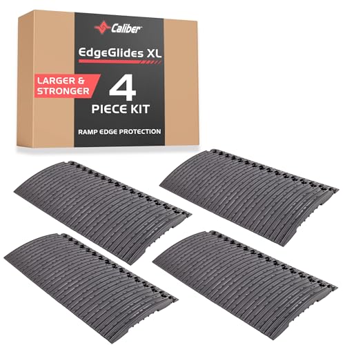 Caliber Edge Glides XL Trailer Ramp Edge Protectors – Smooth Ground-to-Ramp Transition – Larger Size Edge Glides, 4-Piece Kit