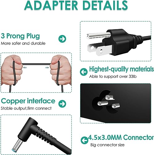 Image of 150W AC Replacement Charger Fit for HP Zbook 15 16 17 15u 15v G3 G4 G5 G6 G7 G8 G9 ZBook Studio G4 G5 G7 G8 G9 Victus 15 OMEN 15 17 Pavilion Gaming 15 17 TPN-CA11 TPN-DA09 Laptop Power Adapter Supply