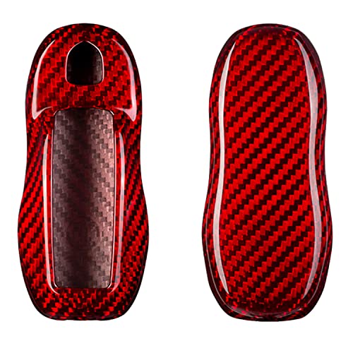 Coque clé voiture Porsche 718 911 Cayenne Macan en fibre de carbone véritable rouge