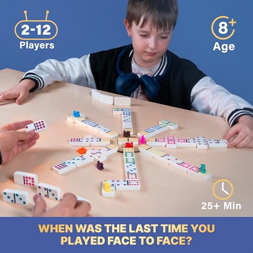 Conjunto de Dominó Jumbo Doble 12 y Doble 15 Mexican Train miniatura 6
