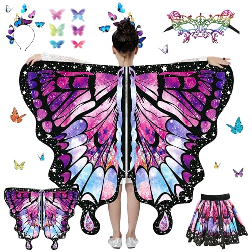 Ailes de Papillon Déguisement Enfant,Déguisement Papillon Enfant,Ailes Papillon Deguisement Enfants,Ailes de Papillon pour Fille,Papillon Enfant Ailes,pour Carnaval, Carnaval, Soirée à Thème