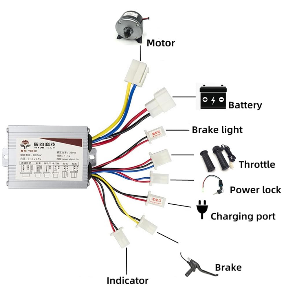 250W/350W/500W/800W DC 24V/36V/48V Controller Motore Spazzola per Bici Elettrica per Parti di Biciclette Elettriche (36V500W)