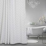 Luxury Hotel Style Rideau de douche en tissu rayé pour salle de bains, blanc moderne 72 X 72 1 cm