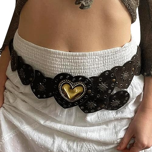 Y2k Wide Boho Disc Belt for Women Vintage Concho Leather Disk Belts Western Waist Belts for Dress Jeans4