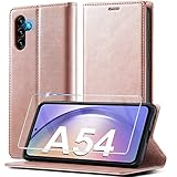 ✅【Hochwertigem PU-Leder】- Diese für Samsung Galaxy A54 Hülle Leder ist handgemacht aus super haltbarem Kunstleder und die Innenschale besteht aus TPU Silikon. für Samsung A54 Hülle ist stoßfest und bietet maximalen Schutz vor Schmutz, Stößen und Kratzern.