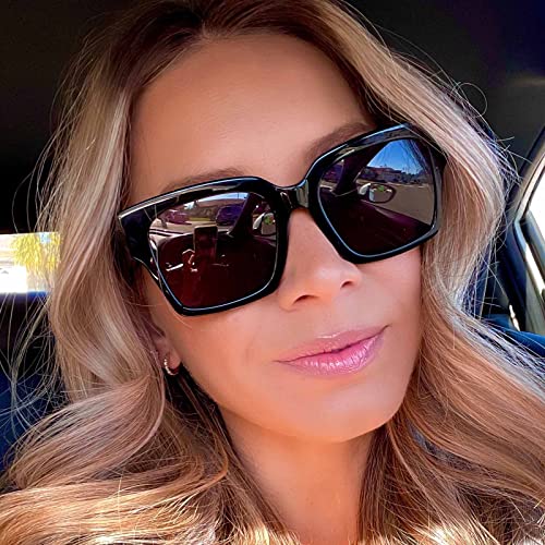 DIFF Bella II Oversized Designer Square Sunglasses for Women UV400 Protection, Black Trendy Fashion Frames4