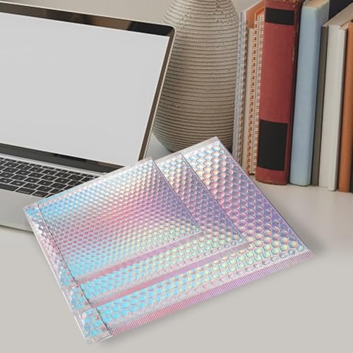 EOGRFW 30 Stück Metallic Luftpolsterumschläge, Selbstklebende Luftpolstertaschen, Luftpolster-Versandtaschen für Versand und Verpackung, Wasserdichte Gepolsterte Umschläge, Innenmaß 17,8 x 25 cm