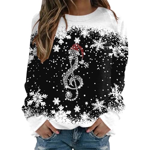 Christmas Sweatshirt For Women Christmas Jumpers for Women Sweatshirt Loose Funny Xmas Jumpers Long Sleeve Crewneck Shirt Ladies Fashion Hoodies Sweaters (Black-d, M)