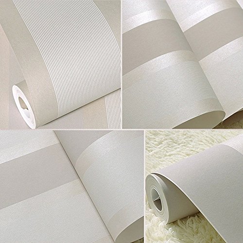 Q QIHANG Modern Minimalist Vertical Stripes Bedroom TV Background Non-Woven Wallpaper Roll Cream Color 0.53m x 10m=5.3SQM